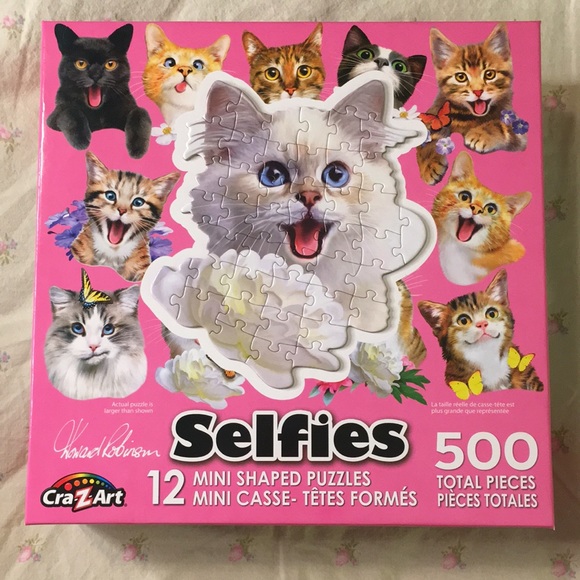 Selfies Mini Shaped Cat Puzzle - Picture 8 of 8